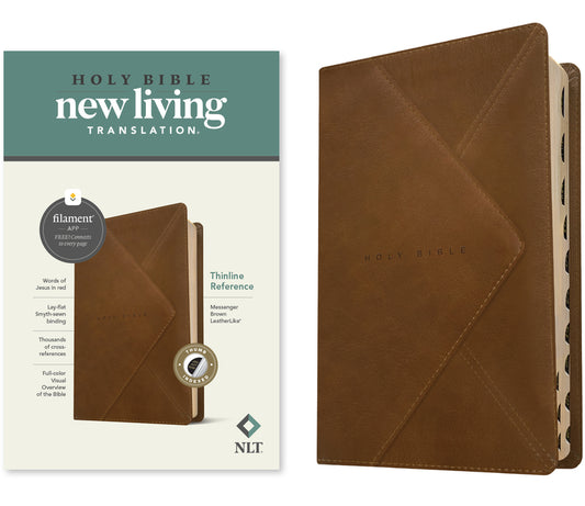 NLT Thinline Reference Bible, Filament Enabled (Leatherlike, Messenger Brown, Indexed, Red Letter) - Ingram