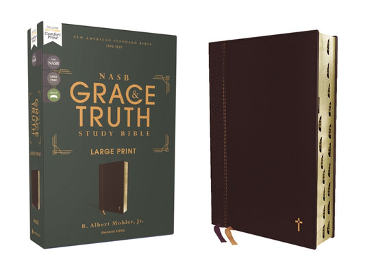 Nasb, the Grace and Truth Study Bible (Trustworthy and Practical Insights), Large Print, Leathersoft, Maroon, Red Letter, 1995 Text, Thumb Indexed, Co - Ingram