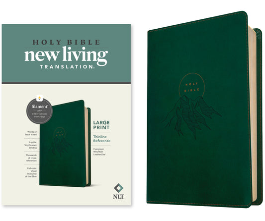 NLT Large Print Thinline Reference Bible, Filament Enabled (Leatherlike, Evergreen Mountain, Red Letter) - Ingram