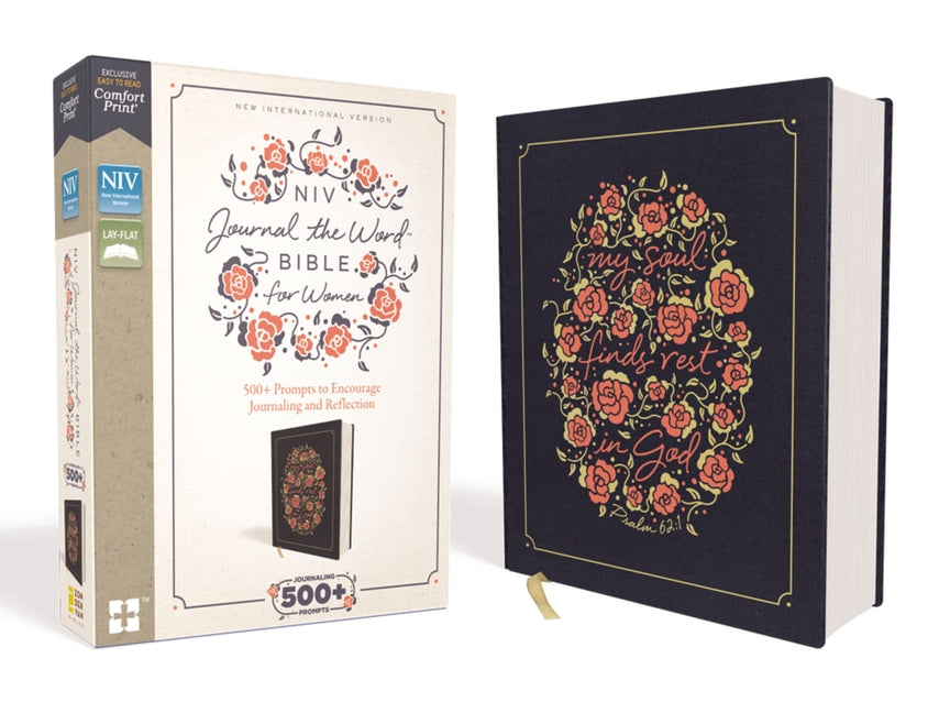 NIV, Journal the Word Bible for Women, Cloth Over Board, Navy, Red Letter Edition, Comfort Print: 500+ Prompts to Encourage Journaling and Reflection - Ingram
