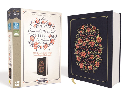 NIV, Journal the Word Bible for Women, Cloth Over Board, Navy, Red Letter Edition, Comfort Print: 500+ Prompts to Encourage Journaling and Reflection - Ingram