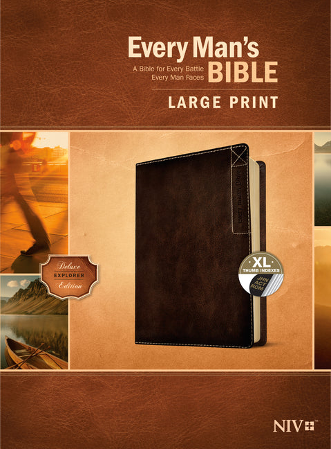 Every Man's Bible Niv, Large Print, Deluxe Explorer Edition (Leatherlike, Rustic Brown, Indexed) - Ingram