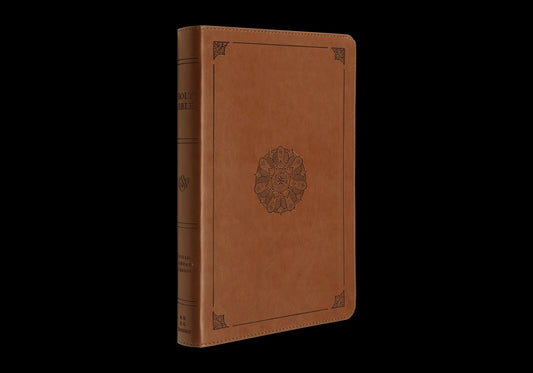 ESV Large Print Thinline Bible (Trutone, English Saddle, Emblem Design) - Ingram