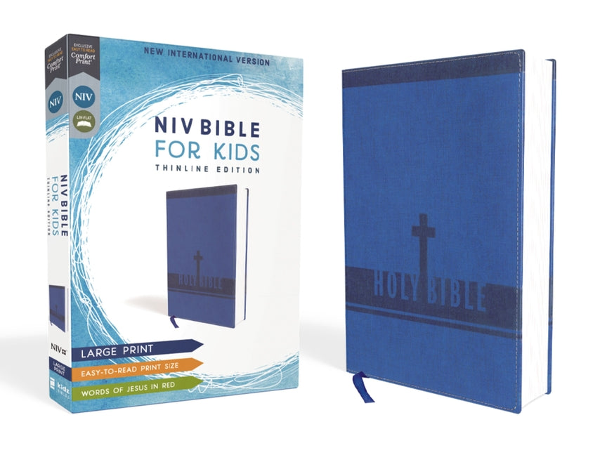 Niv, Bible for Kids, Large Print, Leathersoft, Blue, Red Letter, Comfort Print: Thinline Edition - Ingram