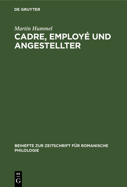 Cadre, employé und Angestellter (Reprint 2019) - Ingram
