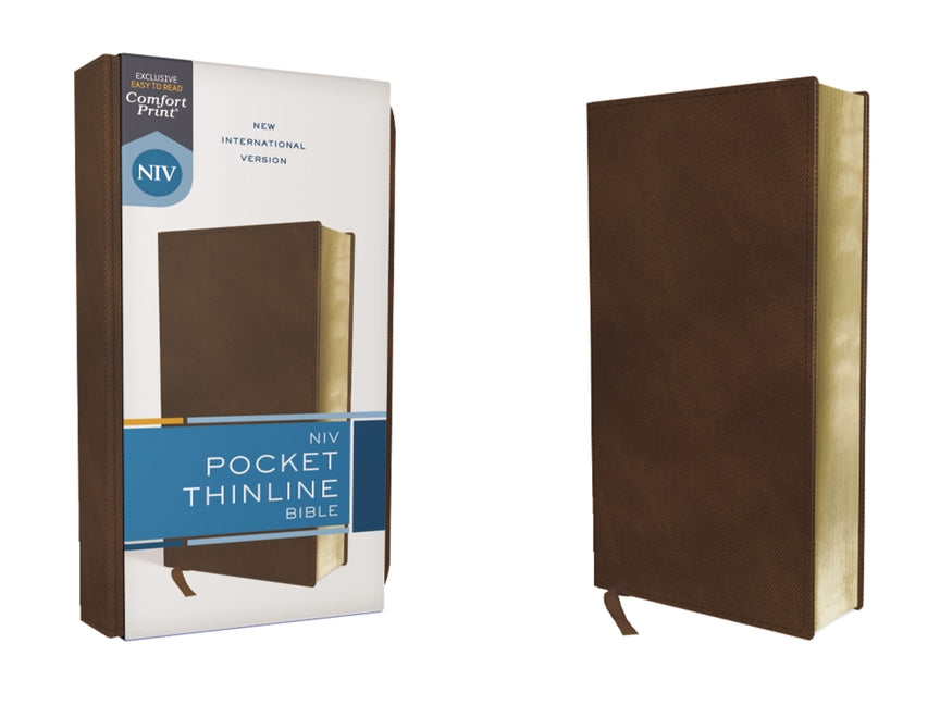 Niv, Pocket Thinline Bible, Leathersoft, Brown, Red Letter, Comfort Print - Ingram