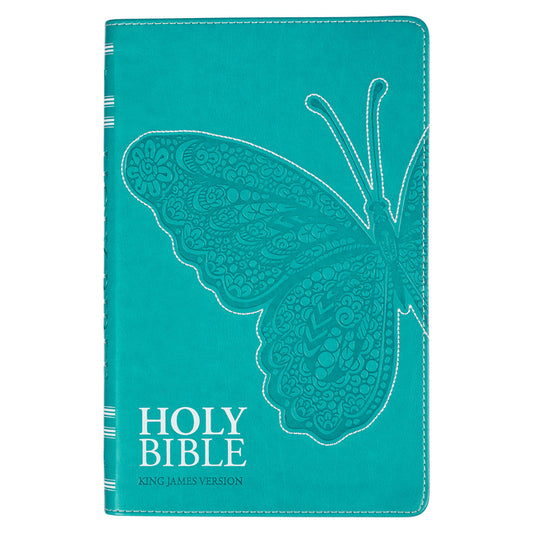 KJV Holy Bible, Gift Edition for Girls/Teens King James Version, Faux Leather Flexible Cover, Teal Butterfly - Ingram