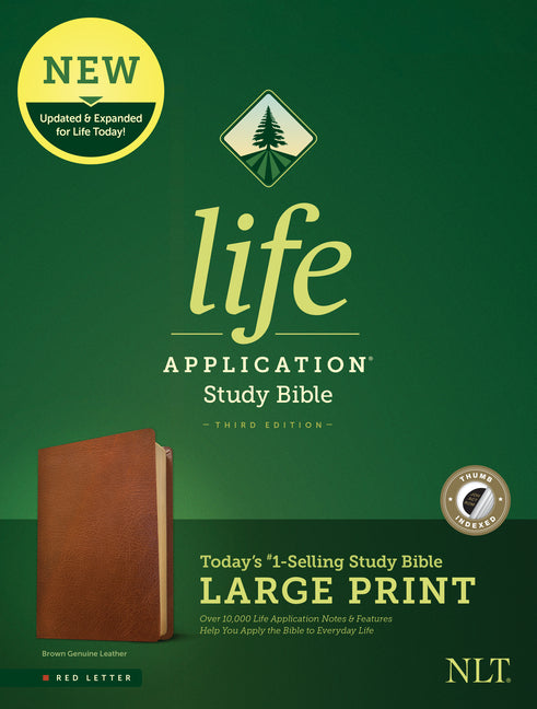 NLT Life Application Study Bible, Third Edition, Large Print (Red Letter, Genuine Leather, Brown, Indexed) - Ingram
