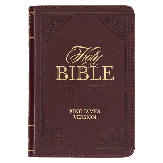 KJV Holy Bible, Mini Pocket Size, Faux Leather Red Letter Edition - Ribbon Marker, King James Version, Burgundy - Ingram