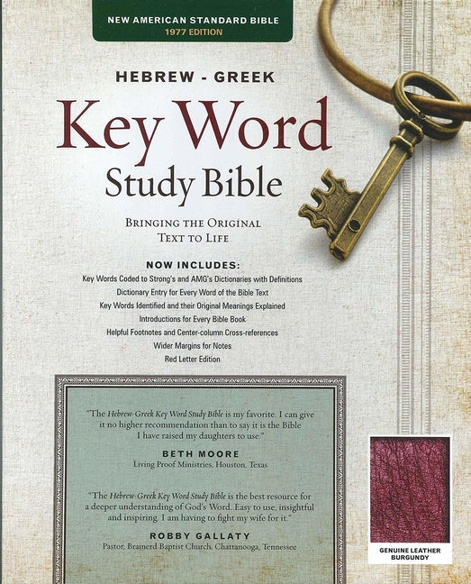 Hebrew-Greek Key Word Study Bible: Nasb-77 Edition, Burgundy Genuine Indexed (D) - Ingram