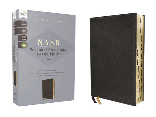 Nasb, Personal Size Bible, Large Print, Genuine Leather, Calfskin, Black, Red Letter, 1995 Text, Thumb Indexed, Comfort Print - Ingram
