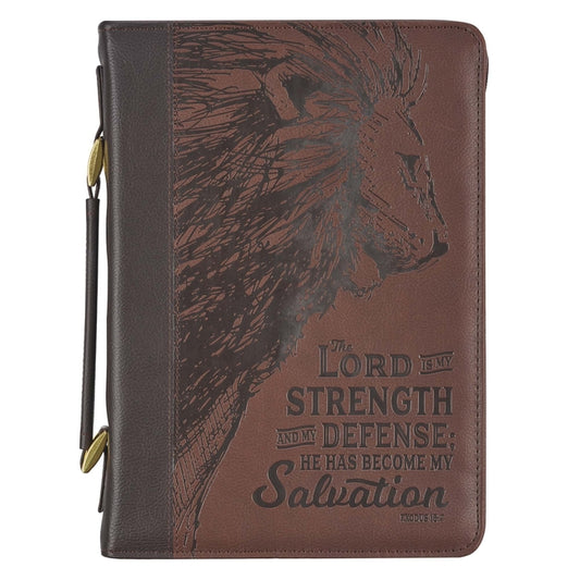 Bible Cover Extra Large Brown Lord Is My Strength Exodus 15:2 - Ingram