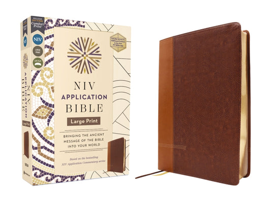 NIV Application Bible, Large Print, Leathersoft, Brown, Red Letter, Comfort Print: Bringing the Ancient Message of the Bible Into Your World - Ingram