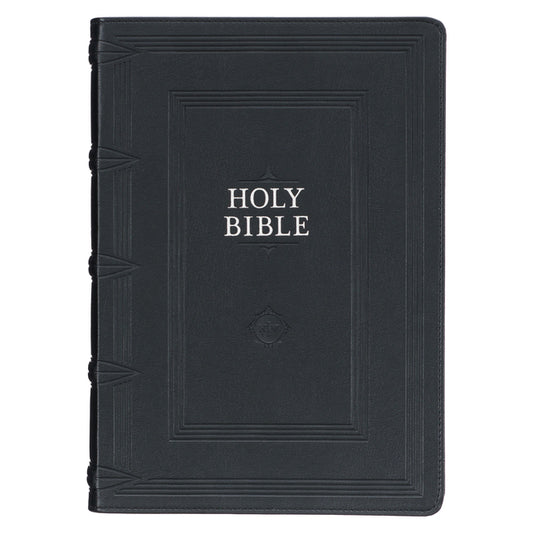 KJV Study Bible, Standard King James Version Holy Bible, Thumb Tabs, Ribbons, Faux Leather, Black Debossed - Ingram