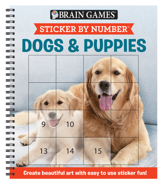 Brain Games - Sticker by Number: Dogs & Puppies (Easy - Square Stickers): Create Beautiful Art with Easy to Use Sticker Fun! - Ingram