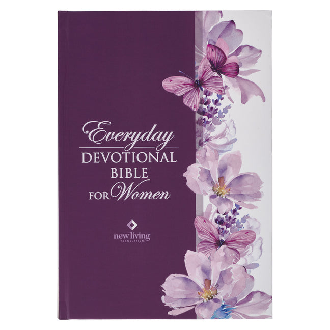 NLT Holy Bible Everyday Devotional Bible for Women New Living Translation, Purple Floral Printed - Ingram