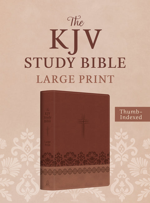 KJV Study Bible, Large Print (Indexed) [Rose & Chestnut Cross] - Ingram