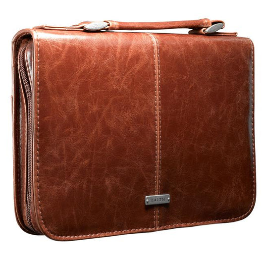 Brown LL Bible Cover Faith Badge Lg - Ingram