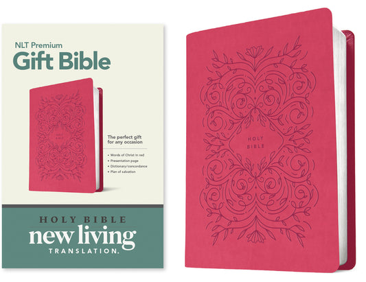 Premium Gift Bible NLT (Leatherlike, Very Berry Pink Vines, Red Letter) - Ingram