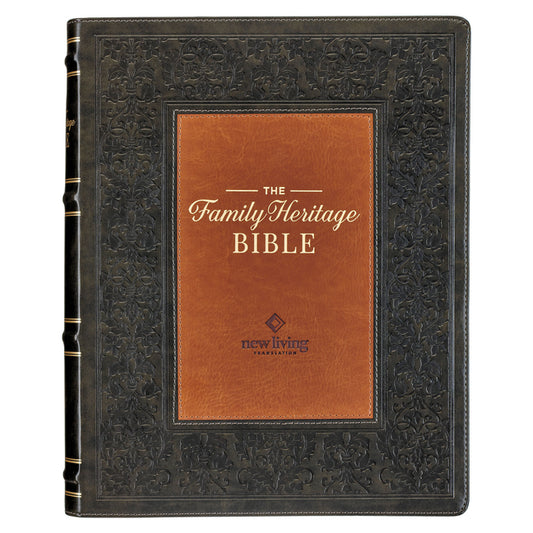 NLT Family Heritage Bible, Large Print Family Devotional Bible for Study, New Living Translation Holy Bible Faux Leather Flexible Cover, Additional In - Ingram