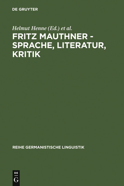 Fritz Mauthner - Sprache, Literatur, Kritik (Reprint 2010) - Ingram