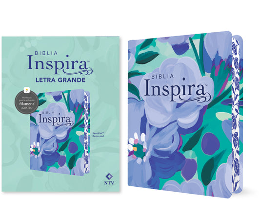 Biblia Inspira Ntv, Letra Grande Con Filament (Sentipiel, Ramo Azul) - Ingram