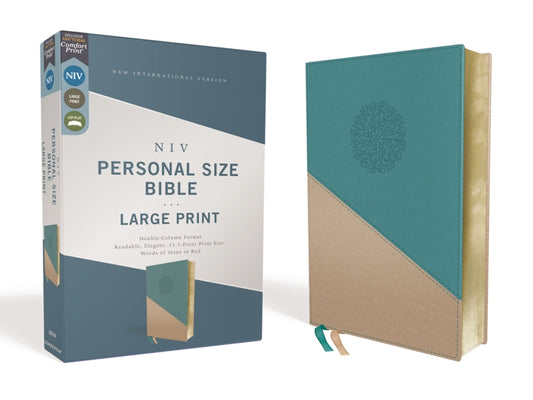 Niv, Personal Size Bible, Large Print, Leathersoft, Teal/Gold, Red Letter Edition, Comfort Print - Ingram