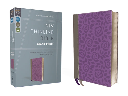 NIV, Thinline Bible, Giant Print, Imitation Leather, Gray/Purple, Red Letter Edition (Special) - Ingram