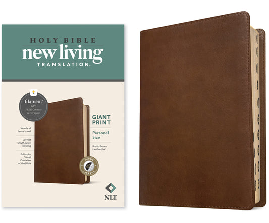 NLT Personal Size Giant Print Bible, Filament Enabled Edition (Red Letter, Leatherlike, Rustic Brown, Indexed) - Ingram