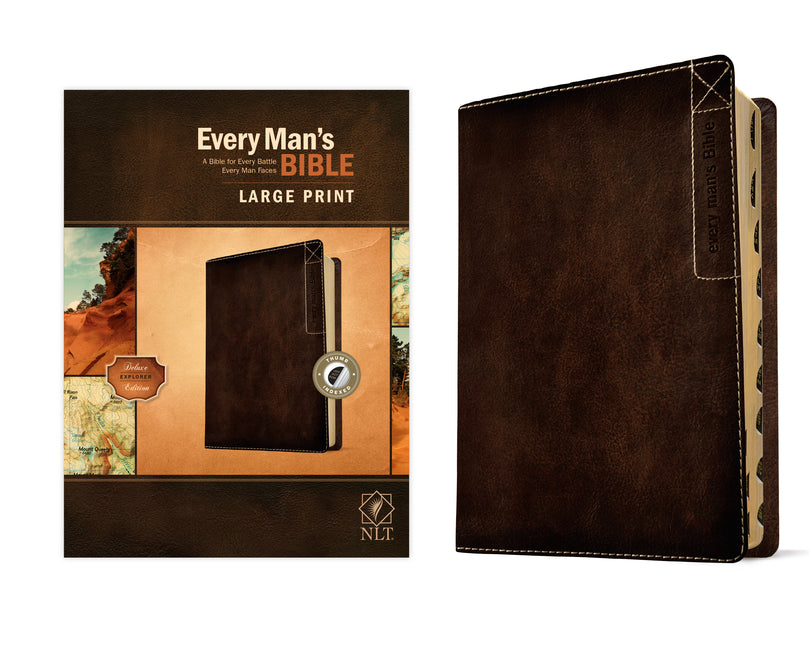 Every Man's Bible Nlt, Large Print, Deluxe Explorer Edition (Leatherlike, Rustic Brown, Indexed) - Ingram