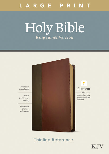 KJV Large Print Thinline Reference Bible, Filament Enabled Edition (Red Letter, Leatherlike, Brown/Mahogany) - Ingram
