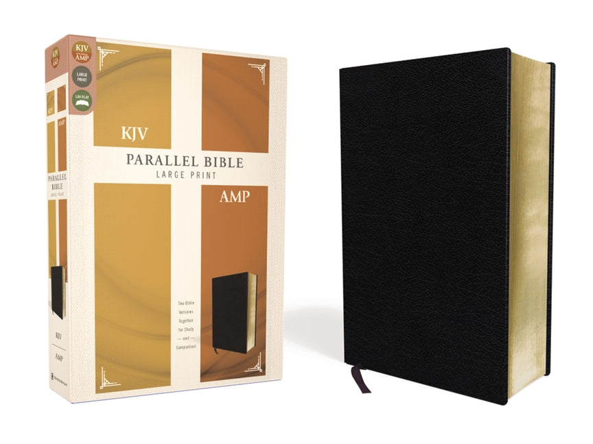 KJV, Amplified, Parallel Bible, Large Print, Bonded Leather, Black, Red Letter Edition: Two Bible Versions Together for Study and Comparison - Ingram