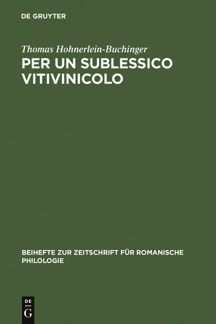 Per un sublessico vitivinicolo (Reprint 2011) - Ingram