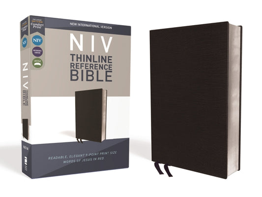 NIV, Thinline Reference Bible, Bonded Leather, Black, Red Letter Edition, Comfort Print - Ingram