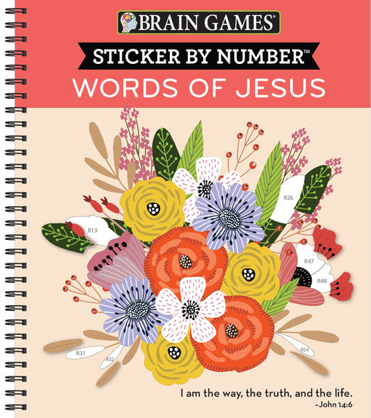 Brain Games - Sticker by Number: Words of Jesus (28 Images to Sticker) - Ingram