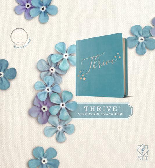 NLT Thrive Creative Journaling Devotional Bible (Hardcover Leatherlike, Teal Blue with Rose Gold) - Ingram