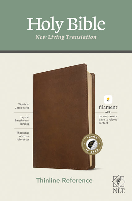 NLT Thinline Reference Bible, Filament Enabled Edition (Red Letter, Leatherlike, Rustic Brown, Indexed) - Ingram