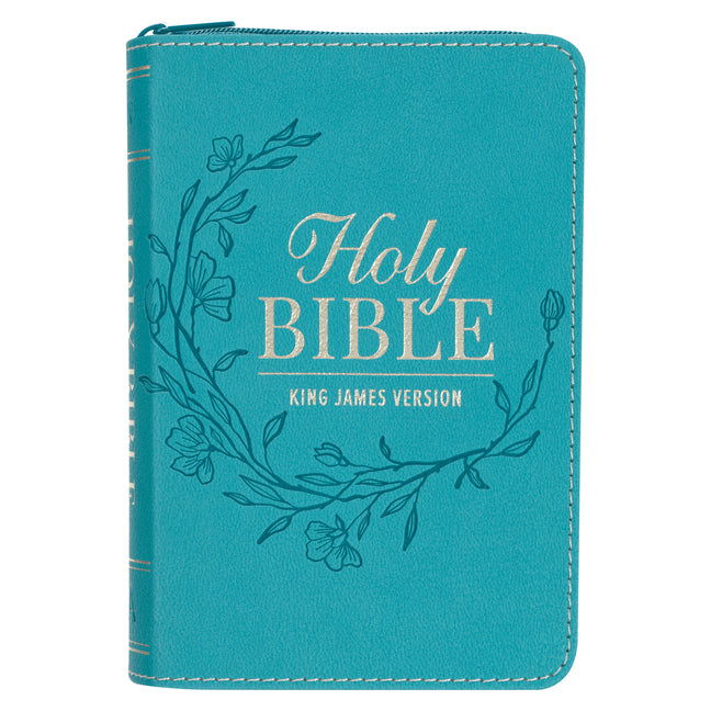 KJV Bible Pocket Faux Leather Teal W/Zipper - Ingram