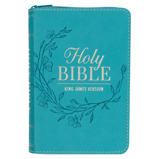 KJV Bible Pocket Faux Leather Teal W/Zipper - Ingram