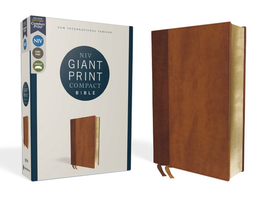 Niv, Giant Print Compact Bible, Leathersoft, Brown, Red Letter Edition, Comfort Print - Ingram
