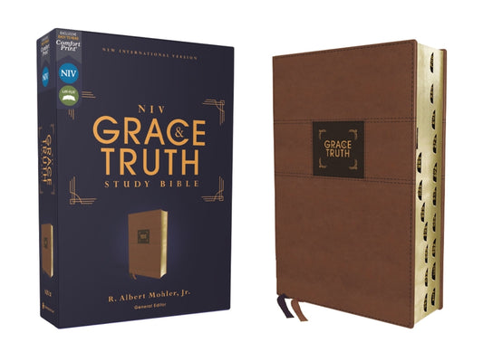 Niv, the Grace and Truth Study Bible (Trustworthy and Practical Insights), Leathersoft, Brown, Red Letter, Thumb Indexed, Comfort Print - Ingram