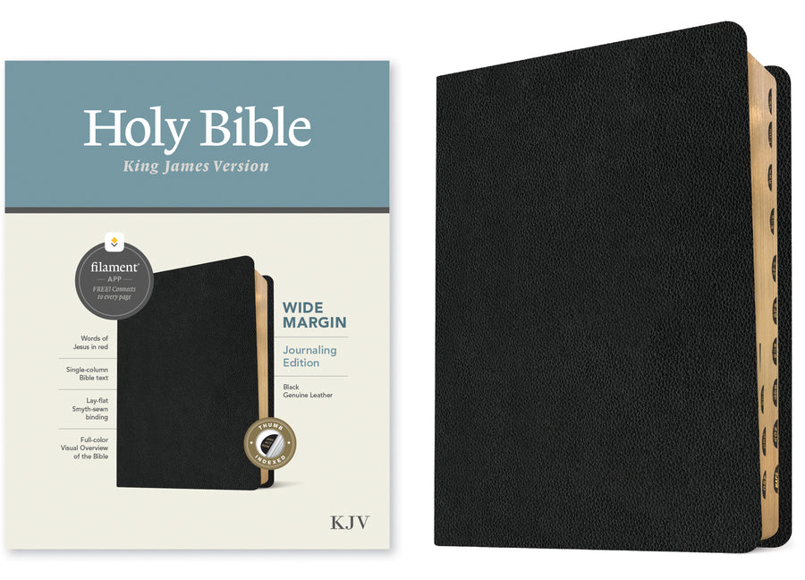 KJV Wide Margin Bible, Filament Enabled (Genuine Leather, Black, Indexed, Red Letter) - Ingram