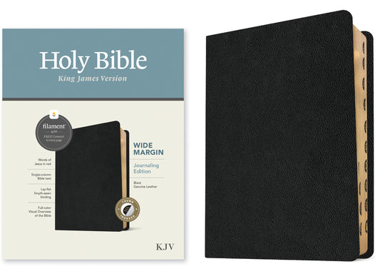 KJV Wide Margin Bible, Filament Enabled (Genuine Leather, Black, Indexed, Red Letter) - Ingram