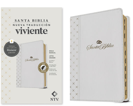 Biblia Manual Ntv, Letra Grande Con Filament (Sentipiel, Blanco, Índice, Letra Roja) - Ingram