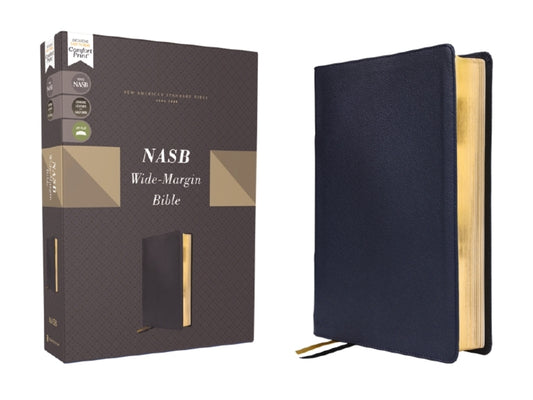 Nasb, Wide Margin Bible, Genuine Leather, Calfskin, Navy, Red Letter, 1995 Text, Comfort Print - Ingram