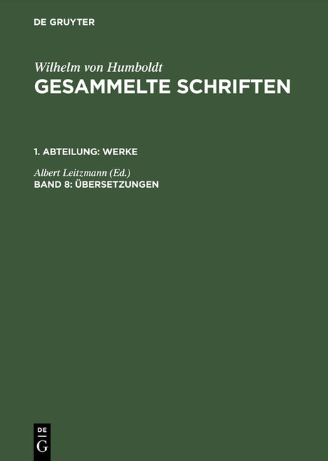 Gesammelte Schriften, Band 8, Übersetzungen (Photomechanischer Nachdruck. Reprint 2015) - Ingram