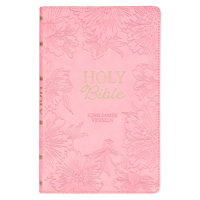 KJV Holy Bible, Gift Edition King James Version, Faux Leather Flexible Cover, Light Pink Floral - Ingram