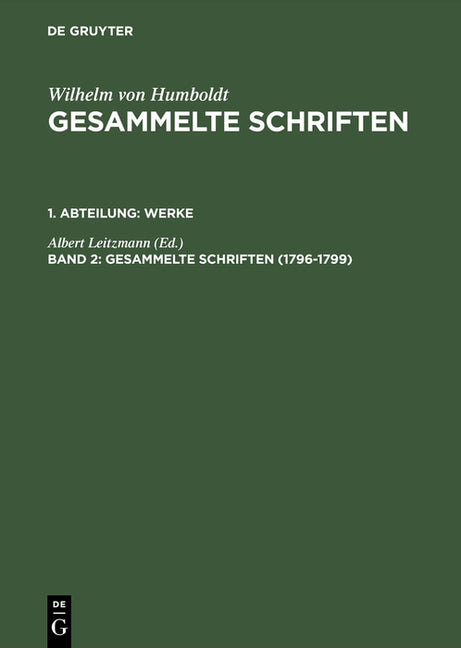 Gesammelte Schriften, Band 2, Gesammelte Schriften (1796-1799) (Reprint 2015) - Ingram