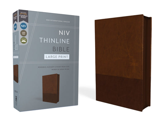 Niv, Thinline Bible, Large Print, Leathersoft, Brown, Zippered, Red Letter, Comfort Print - Ingram