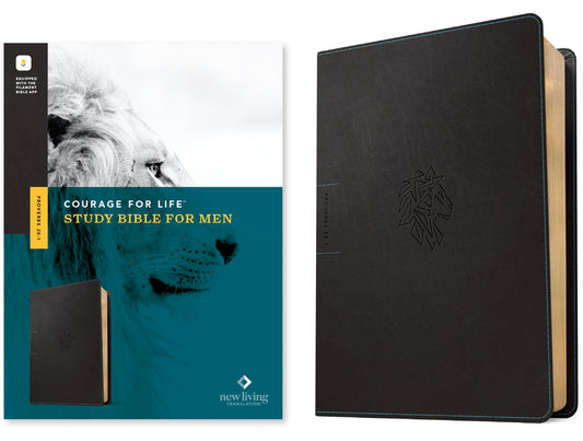 NLT Courage for Life Study Bible for Men, Filament Enabled (Leatherlike, Onyx Lion) - Ingram